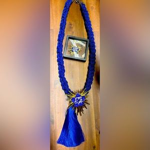 Sassy Jones Stardust Necklace and earrings . Royal Blue